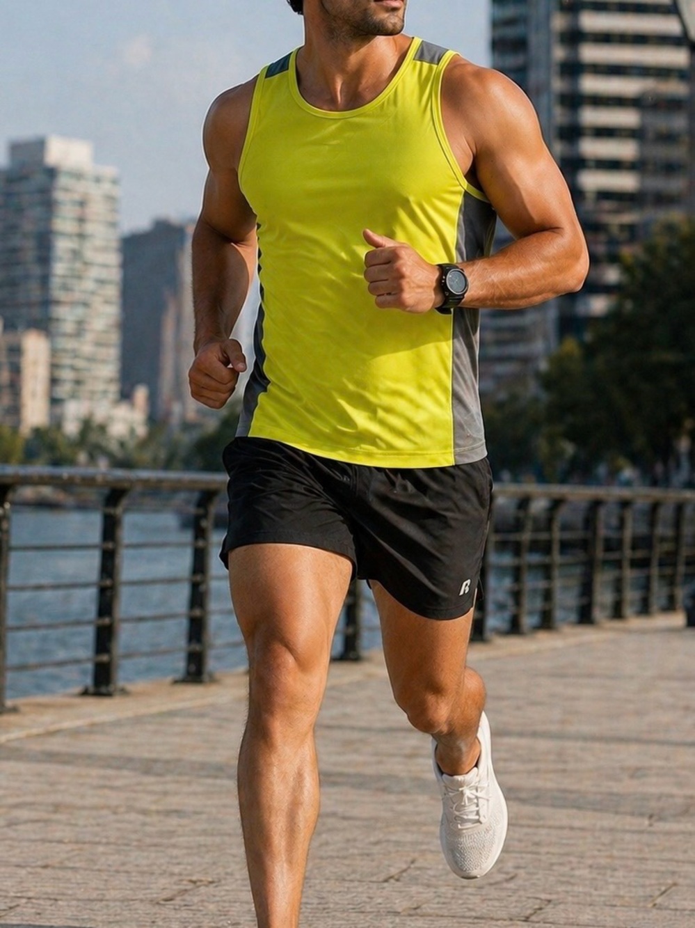 Russell Men Neon Training Fit Shirt Sleeveless Dry Power Blouse Size M (38-40)